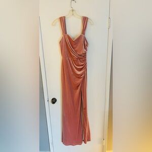 Elegant Pink Velvet Evening Gown